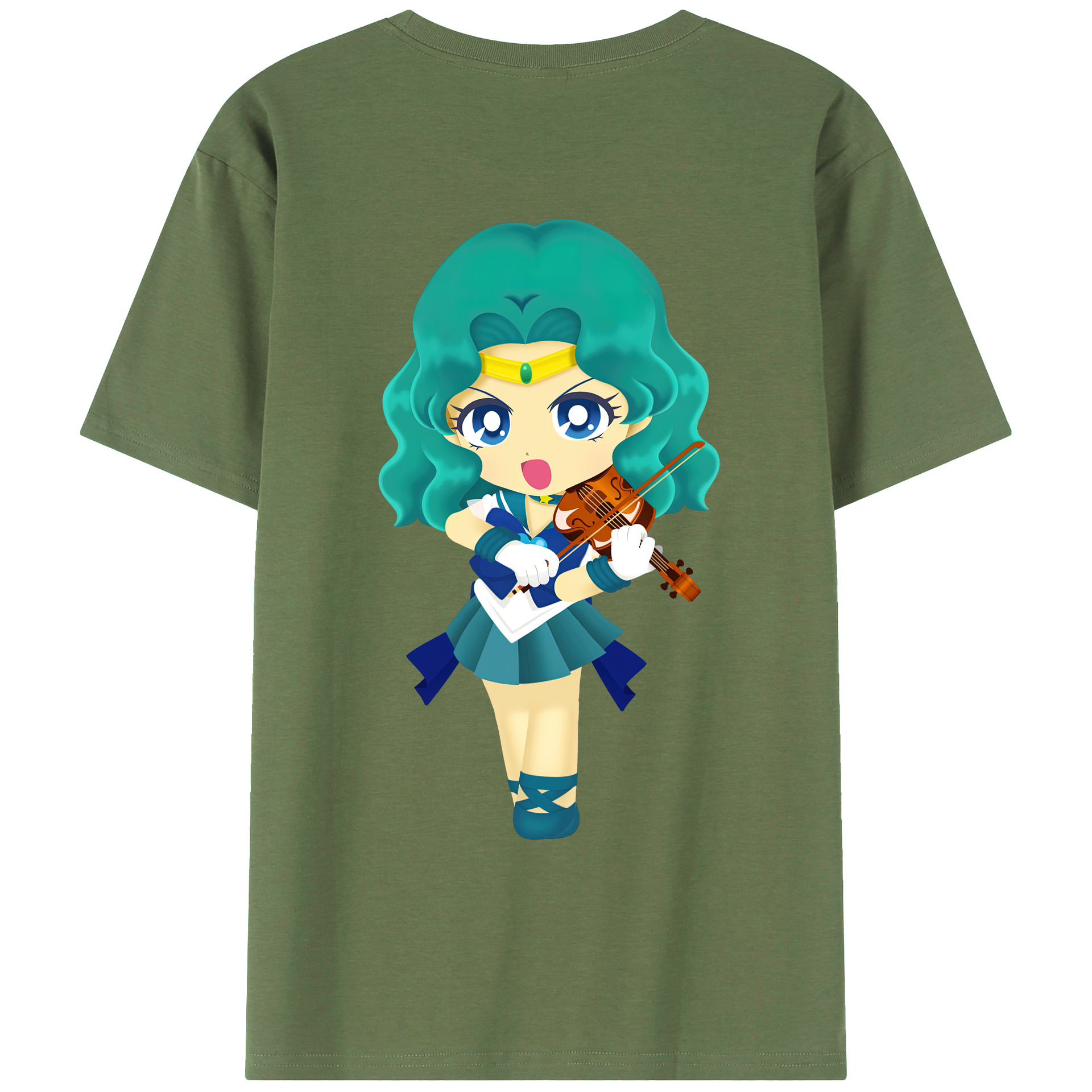 （画像用） 美少女戦士セーラームーン 海王 みちる（かいおう みちる） Sailor Moon Kaiou Michiru 綿100％ メンズ半袖Tシャツ（バックプリント） 通気性